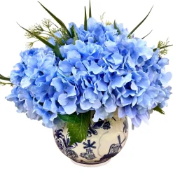 Blue and White 9" Porcelain Flower Vase