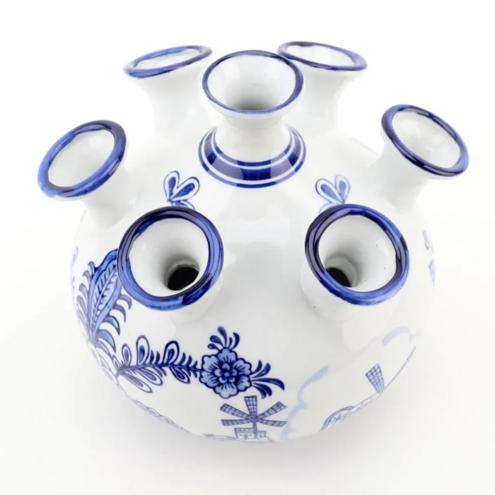 Blue and White 9" Porcelain Flower Vase