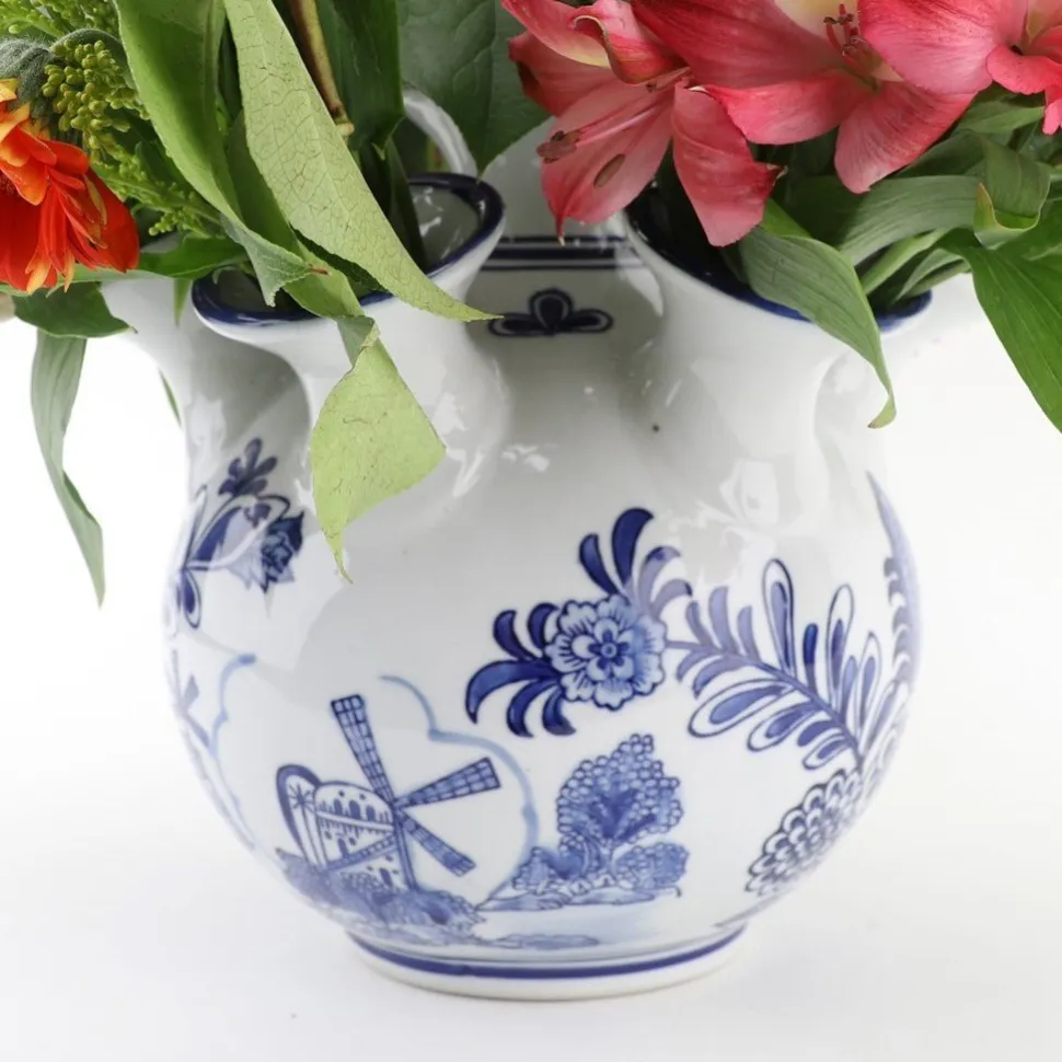 Blue and White 9" Porcelain Flower Vase