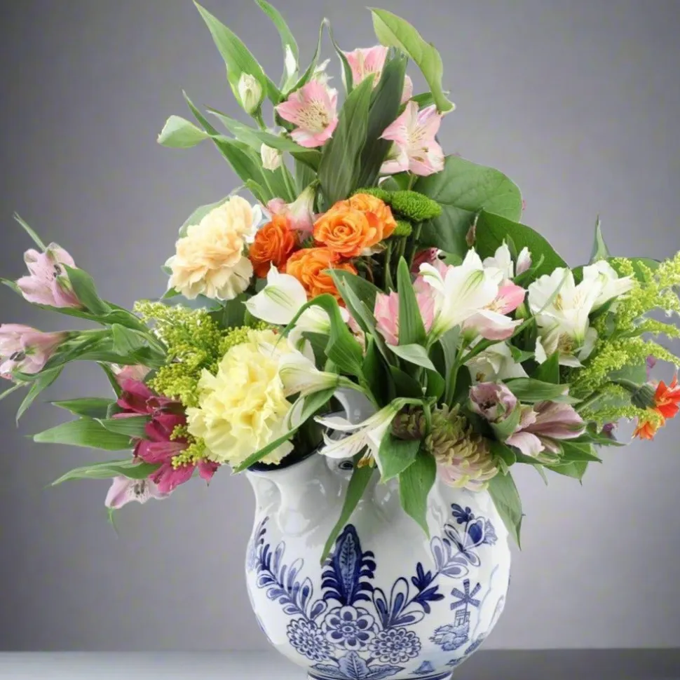 Blue and White 9" Porcelain Flower Vase