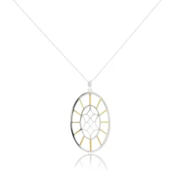 Bull's Eye Oval Pendant in Sterling Silver & Gold Plate