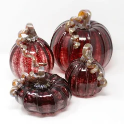 Cranberry Glass Pumpkins - Luke Adams - Three Sizes