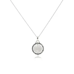 Crystal and Topaz Sterling Silver Reflector Pendant