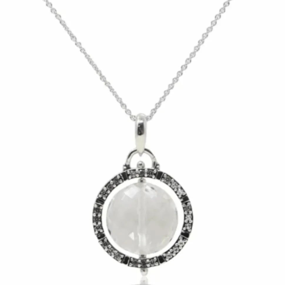Crystal and Topaz Sterling Silver Reflector Pendant