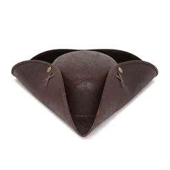 Faux Leather Brown Tri-cornered Hat