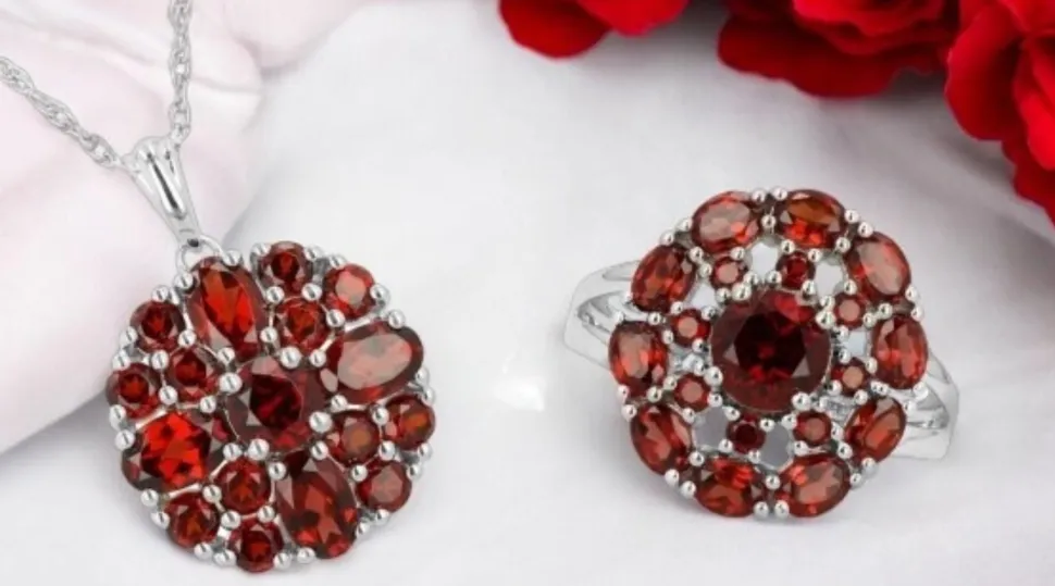 Garnet Cluster Necklace