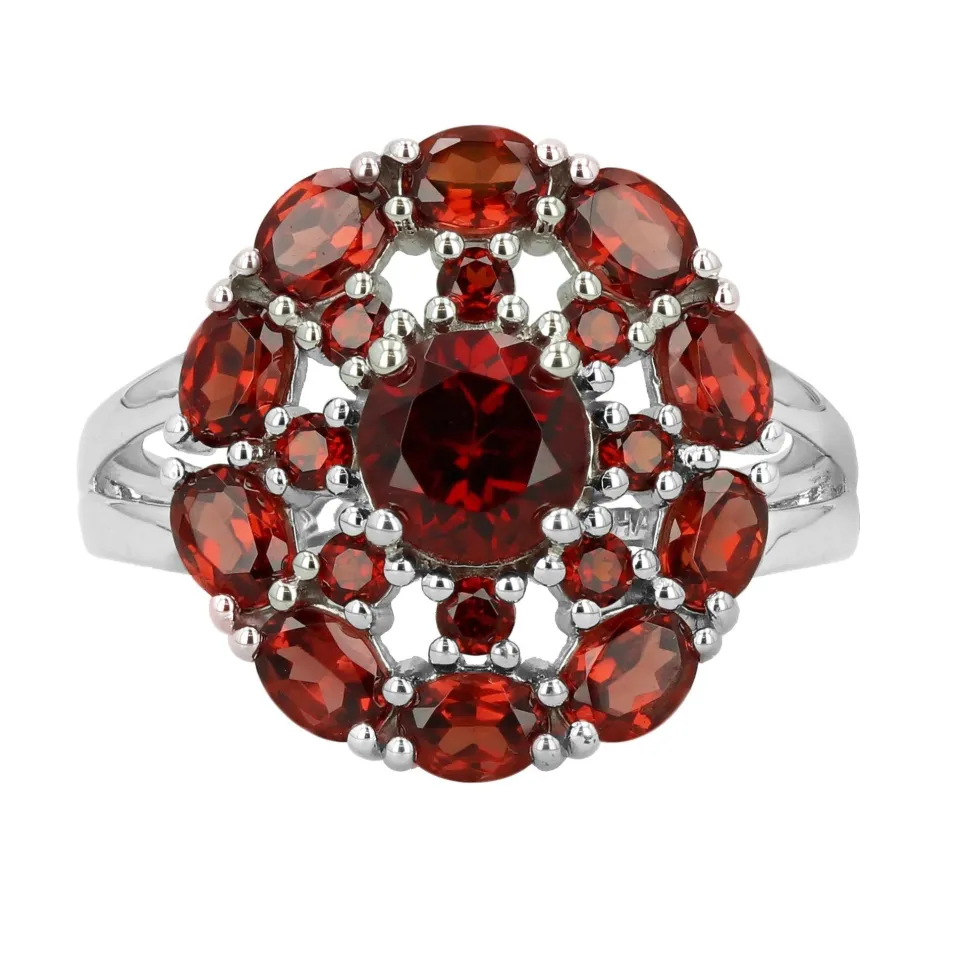 Garnet Cluster Ring