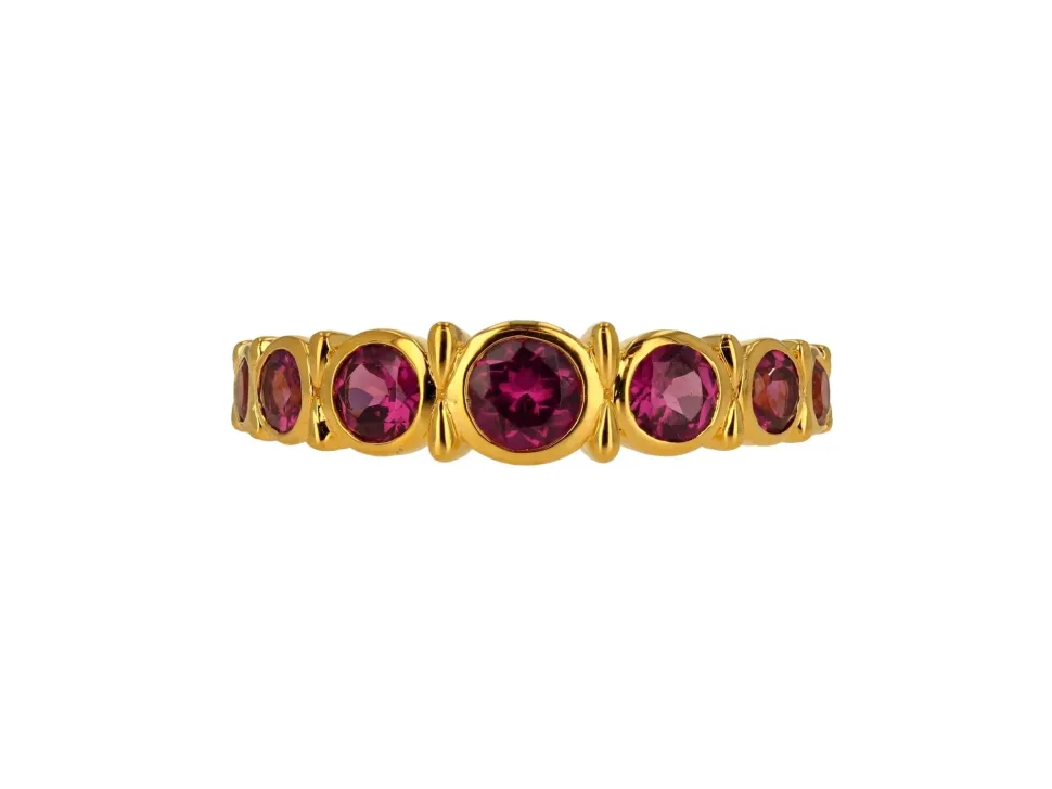 Garnet Rhodolite Bezel Set Ring