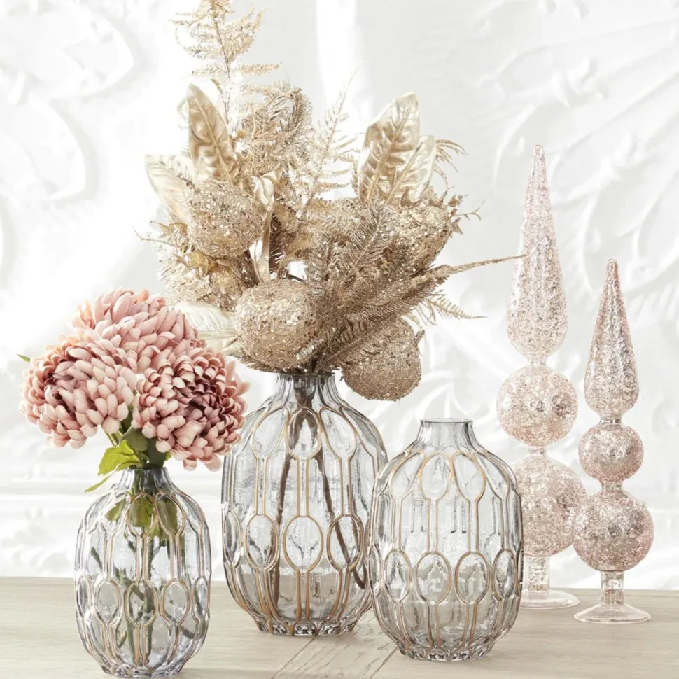 Gold Embossed Glass Vase - Assorted Sizes