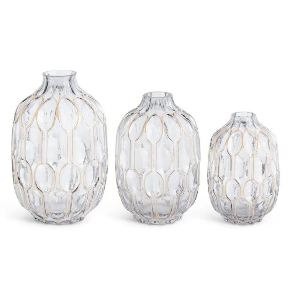Gold Embossed Glass Vase - Assorted Sizes
