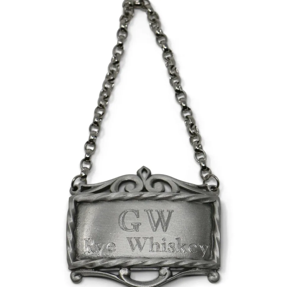 GW's Rye Whiskey Pewter Decanter Label