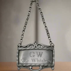 GW's Rye Whiskey Pewter Decanter Label