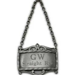 GW's Straight Whiskey Pewter Decanter Label