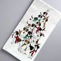 Holiday Foxhound Flour Sack Towel