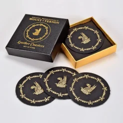 Leather Coasters - Boxed Set of Four - Black