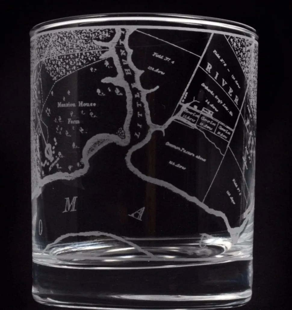 Mount Vernon Map Rocks Glass