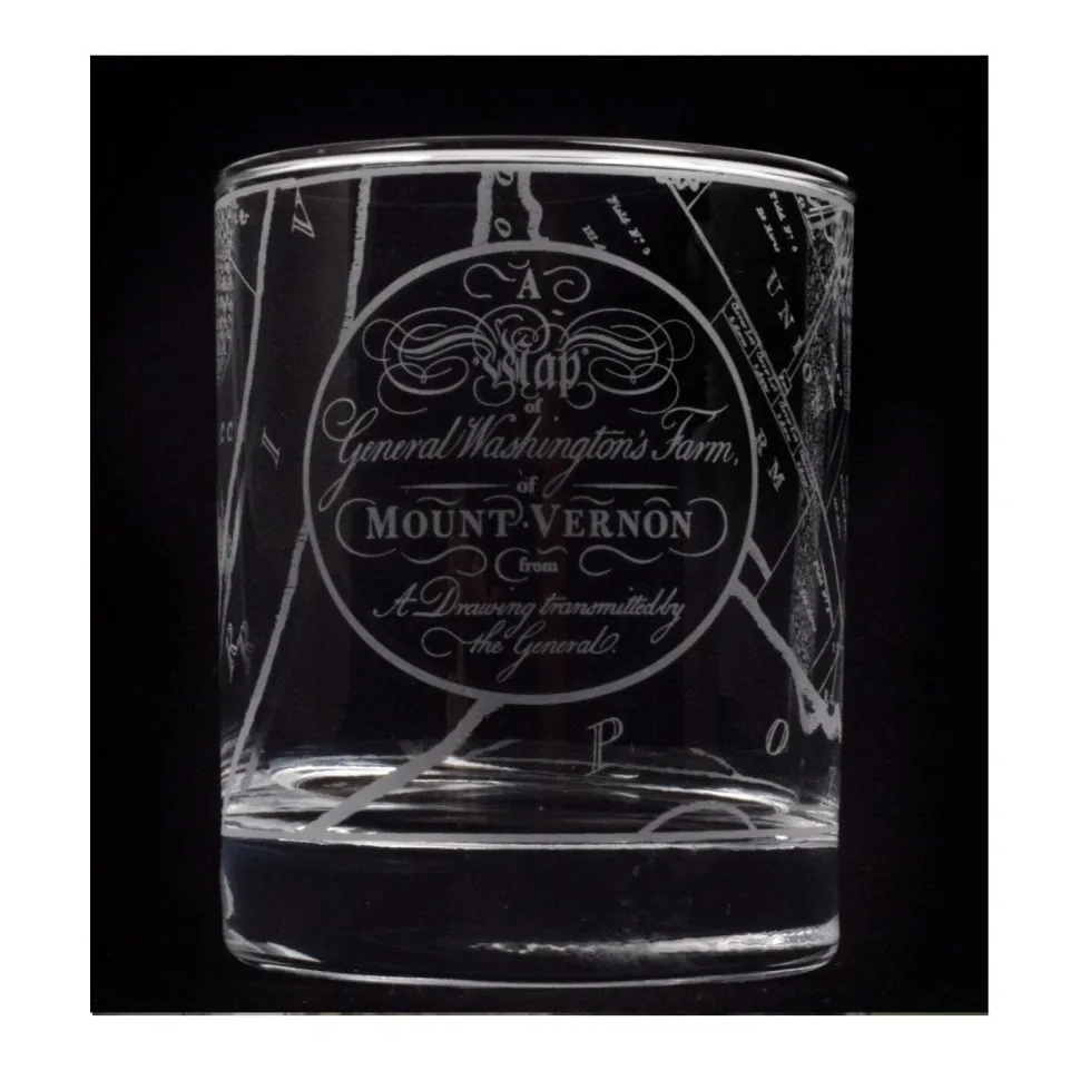 Mount Vernon Map Rocks Glass