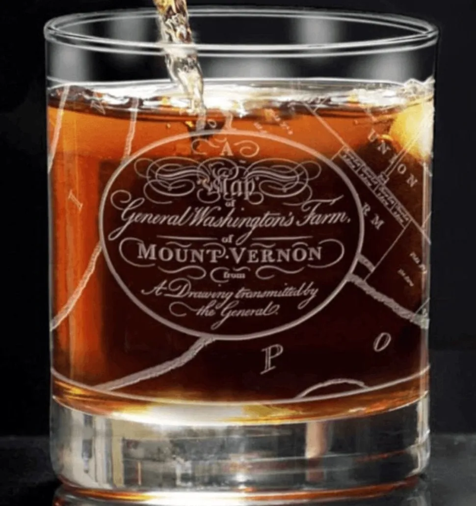 Mount Vernon Map Rocks Glass