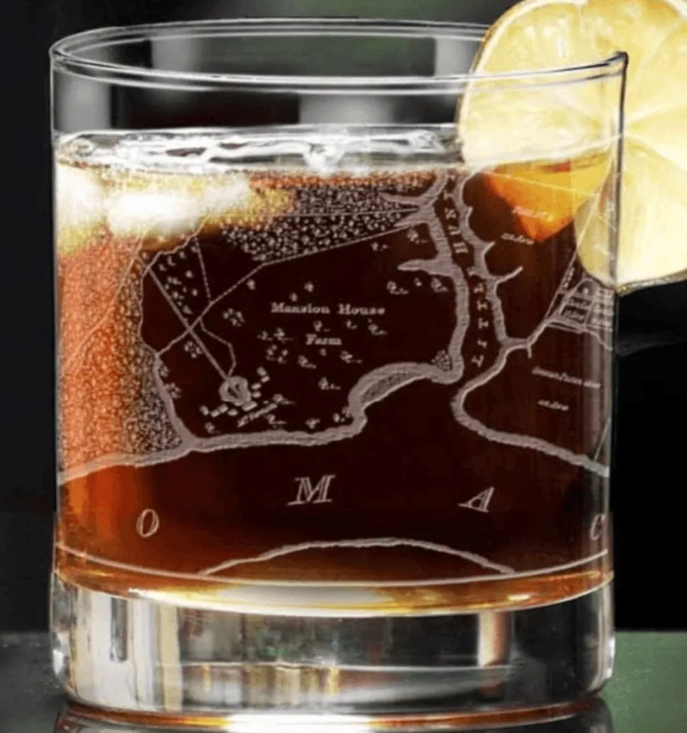 Mount Vernon Map Rocks Glass