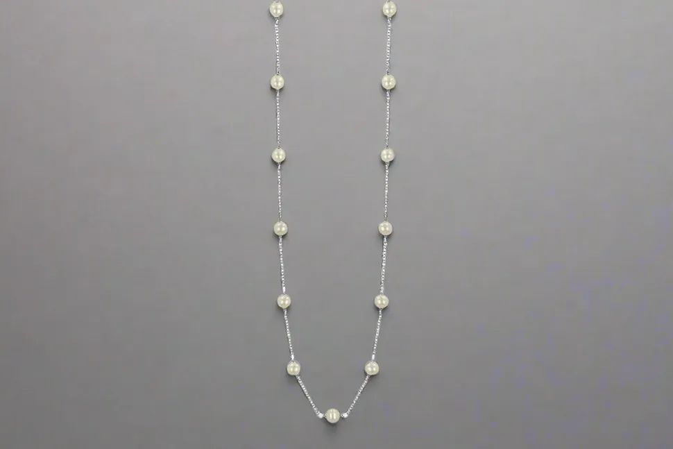 Pearl Station Sterling Necklace