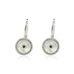 Sterling Silver and Mother of Pearl Star Button Earrings