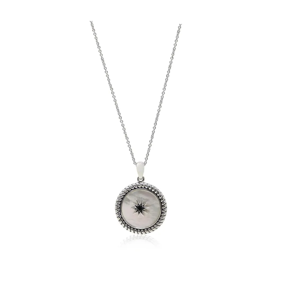 Sterling Silver and Mother of Pearl Star Button Pendant