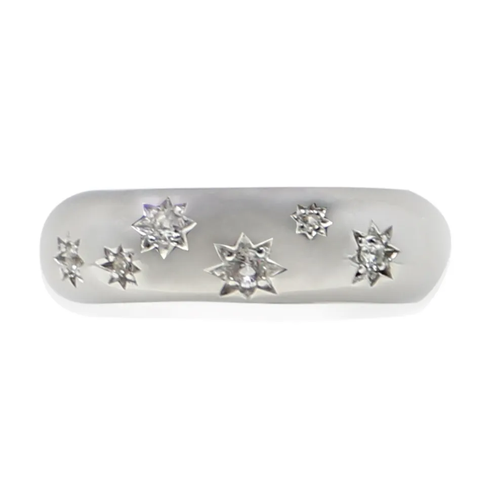 Sterling Silver and White Topaz Ring Star