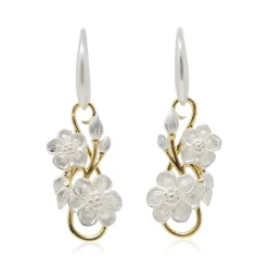 Sterling Silver & Gold Plated Floral Swirl Earrings