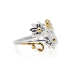 Sterling Silver & Gold Plated Floral Swirl Ring