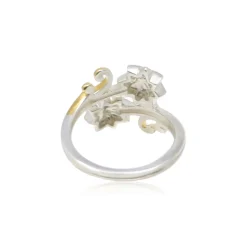 Sterling Silver & Gold Plated Floral Swirl Ring