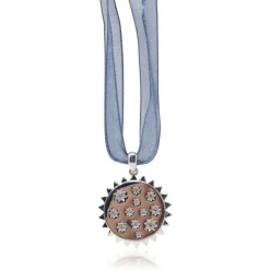 Sterling Silver Pendant Stars on Blue Ribbon