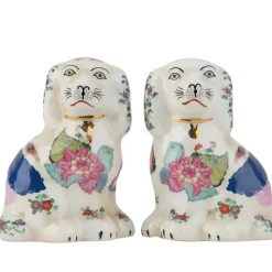 Tobacco Leaf Petite Staffordshire Dog Pair