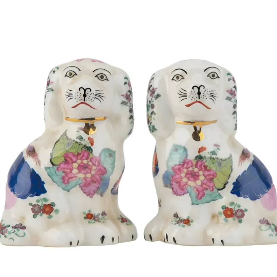 Tobacco Leaf Petite Staffordshire Dog Pair