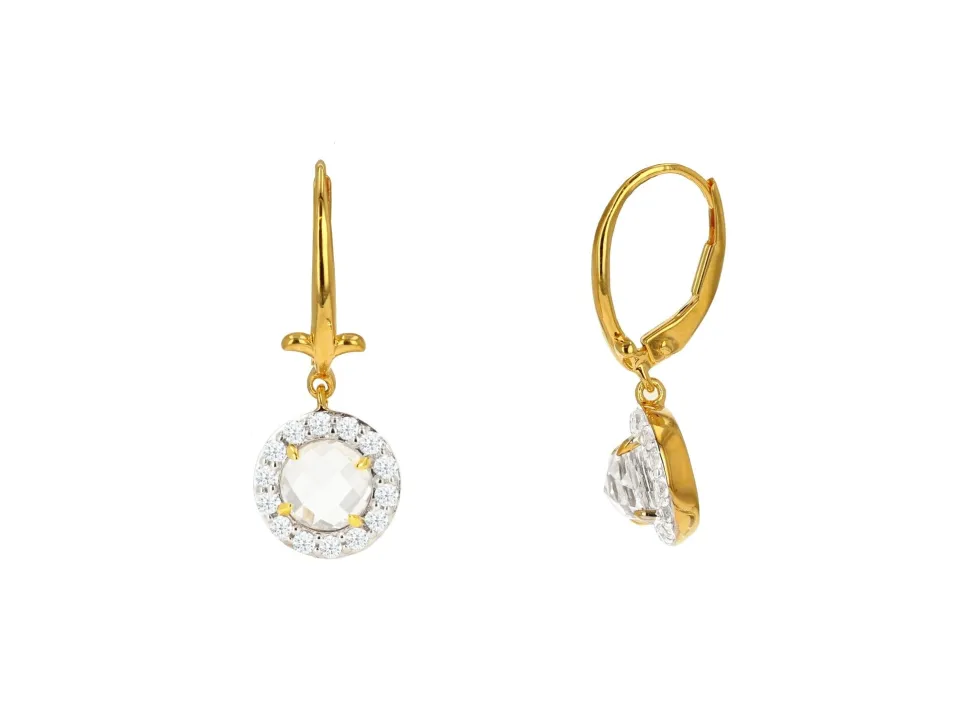 White Topaz Lever Back Earrings